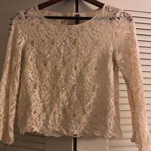 H&M ivory embroidery top